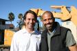 Matthew Hoelscher (L), president, Sonsray Machinery, and Ahmed Hassan, landscaping expert and TV host, prepare to transform the space. 
