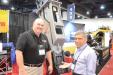 Jonathan Phillips (L) of Gorilla Hammers and Ramesh Patel of the Mellott Company meet up at the AED show.
