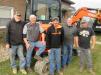 (L-R): Art Murray of Murray Excavating catches up with Murphy Tractor’s Rick Scofinsky; Cody Rosenbaum of Murray Excavating; Pat Fleischer of Murphy Tractor and Eric Rebic of Murray Excavating.