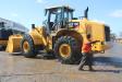 This Cat 996H gets washed down and prepared to cross the ramp at the sale.  