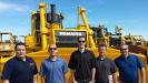 Taking a look at the Komatsu dozers at the auction (L-R) are Paul Oliveira, C.N. Wood Co., and Justin Sailer, Josh Alters, Greg Metzgar and Kris Sherman, all of Komatsu ReMarketing.