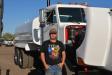 The auction featured a huge display of water trucks. Mike Cathey of H2O 2 Go in Gilbert, Ariz., was selling this Peterbilt with a 4,000-gallon tank. H2O 2 Go offers trucks and drivers to contractors throughout the Southwest.
