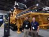 A new product unveiled during ConExpo, the Vermeer HG6000TX tracked horizontal grinder is designed for wood waste, land clearing, municipal waste processing, tree service, logging and urban construction. Seen here are Ted Dirkkx (L), solutions specialist for recycling and forestry, Vermeer, and Andrew Knudson, of RDO Equipment, a Vermeer dealer out of the company’s Fontana, Calif. location.
