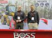 Mike Mindok (L) and Steve Grunlund, both of Boss Snowplow, talk about snow and ice removal at the show