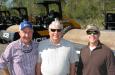 (L-R): Ross McMillan, 4M Iron, Charleston, S.C.; Cash Rhodes, Grove River Machinery, Richmond Hill, Ga.; and Mike Finley, also of 4M Iron, shop the selection of JCB compactors. 