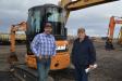 Michael Andrews (L) of All Fired Up Inc., was bidding on the Case excavator. Alongside Michael is long-time friend, Ken Hughes of Hughes Plumbing in Albuquerque.