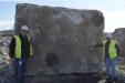Stephen Scherrer (L), logistics manager, and David Buzzeo, superintendent, standing with a typical chunk of concrete