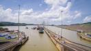 The barge entered the first lock of the Panama Canal from the Pacific Ocean at the end of June, beginning a roughly 16-hour trip through the Canal and its six locks before reaching the Caribbean Sea, and then traveling north up the Atlantic Coast.