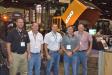 (L-R): Brad Stemper, product manager, Case Construction Equipment; and Randy Shearin, sales support, Ronald Miller, managing director and Charlie Rhodes, sales director, all of Trekker Group; and Matthew Guist, director of client safety, First 2 Aid Safety, spend some time at the Case display. 
