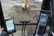 Seen on the right is the Caterpillar 2-D CGC screen and the Trimble 3-D Earthworks TD520 on the left.