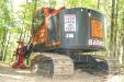 The woods were filled with demo machines and static display machines, including this Barko 240 tracked feller-buncher