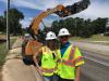 Katherine, president, and Dallas Reeves, general manager of Crossroads Construction Services, check on the Flat Creek Road project in Lancaster, S.C.
