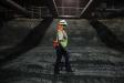 Paleontologist Ashley Leger navigates through the construction site of the Metro Purple Line extension in Los Angeles. (AP Photo/Jae C. Hong)

