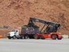 Reach stackers are used at the Moab site to transfer containers to and from haul trucks and at the Crescent Junction site to transfer containers to and from the train. 
(S&K Moab TAC Team, Contractor to the U.S. Department of Energy photo)