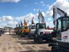 A great lineup of mid-sized and compact excavators head over the ramp at the Yoder & Frey auction.
