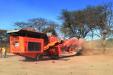 The Rockster Jaw Crusher R800 crushes lead ore in Chunya to a size of 0-40 mm using screenbox and return belt.