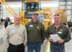 (L-R): Leslie Equipment’s Todd Franklin discusses John Deere equipment with Steven Whited and Brian Dodd of All Construction.
