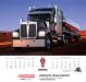 The wall calendar offers a two-month format with six colorful Kenworth truck images.