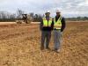 Heath Hanna (R), president of Contour Mining & Construction, visits a work site with Brian Smith, territory manager, Columbia, Blanchard Machinery. 
