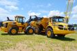 Clever machine displays on the yard include this combination of Volvo L90H loader and A30G articulated truck duo.  