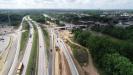 I-16 eastbound, along the Ocmulgee River and Macon-Bibb County's downtown. The recently completed Martin Luther King Jr. Boulevard Bridge and the exit from I-16 can be seen. (GDOT photo)