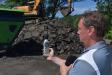 Powerscreen New England’s Graham Wylie demonstrates noise levels below 85 decibels 25 ft. from the operating machine.
