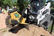 Diamond Mowers’ 26-in. skid steer miller stump grinder features a 1-in. thick grinding wheel for smooth cutting.