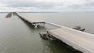 The far western area of the Florida Panhandle saw the most dramatic destruction from Hurricane Sally at the still-under-construction and partially-opened Pensacola Bay Bridge — the morning before the storm came ashore.
(FDOT photo)