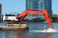 The machine selection for the dredging work was a pair of new Link-Belt 490x4 excavators.