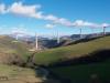 The Millau Viaduct growing into shape in the landscape.