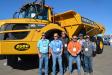 ASCO Equipment showed off its line of Volvo machines, including the A40G articulated hauler. (L-R) are Shelby Whitley, Tucker Behr, Chase Key, Nick Van Cleave, Martin Rangel and Victor Loya.