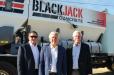 (L-R) are Blackjack Concrete’s Brad Kaufman and Jay Herzog, with the president of Reynolds Warren Equipment, Steve Meissen — their Cemen Tech dealer.