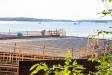 A view of the new bridge deck construction with Casco Bay in the background.              
(MaineDOT photo)