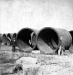 These cylinders formed the piers for the first Union Pacific bridge across the Missouri River between Omaha and Council Bluffs. The cylinders were packed with concrete and rubble masonry and sunk into the riverbed. The bridge was opened in March 1872.