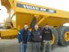 (L-R): Simon Bradley, Pro-Excavating; Lawrence Gill, Donegal Excavating; and John Hagan, Land View Excavating, stand in front of this Volvo A35C articulated truck. 
 