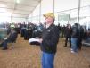 Jeff Speer, used equipment manager, Fabick CAT, keeps track of what the Caterpillar excavators were going for at the IronPlanet/Cat Auction Services auction.
