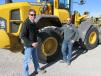Steven Carter (L) and Lance Fellhoelter of Best Maid in Plainview, Texas, are interested in this Volvo L60G front-end loader. 