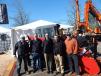 Representatives of Feenaughty Machinery, Portland, Ore., and Takeuchi, were on hand to demonstrate the Takeuchi TC12 and a Fecon attachment. (L-R) are Billy Parker, sales of Feenaughty; Kent Cantrell, Todd Francis and Scott Utzman of Takeuchi; and Nick Hu 