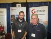 Dave Schneider (L), Chicagoland pumps, and Steven Read, Grindex Pumps, stand ready to talk about the different models of pumps that are available. 
 