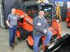 State Equipment’s Ricky Kincaid (L) and Chris Stull were pleased to have Kubota’s new rubber tired SSV 75 skid steer, a Tier IV final machine with hand and foot controls. 