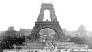 The Eiffel Tower is photographed under construction in the 1888, one year before the Paris World Fair for which the tower was created. (Roger Viollet/Getty) 
 