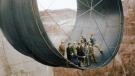 Colorized by Jordan J. Lloyd, the 1935 picture of the Hoover Dam construction is given a revamp. (Dynamichrome) 
 