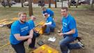 During the first “Doosan Days of Community Service,” employee volunteers renovated a playground at the North Dakota Autism Center in Fargo. 