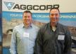 Tyler Trowbridge (L), Powerscreen territory manager, and Rob Armbruster, Aggcorp, discuss the dealership’s line of material processing equipment. 