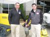 Wacker Neuson displays some of its popular rental products, which are available at the Cat Rental Store. Brent Yarbrough (L) and Mathew Brooksher answer questions.  