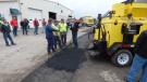 Attendees were amazed to use the Stepp Mfg. Asphalt Recylcers, take the Bomag millings and in just 10 minutes recycle them into ready-to-use hot mix. 