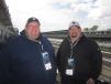 Mark Dehnert (L), area manager, Howell Tractor & Equipment LLC, welcomes Dan Tippet of Reyes Group to the Mi-Jack suite. 
 