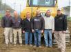 (L-R): Brad Fisher, Bob Stadvec and Erik Laps, Ohio CAT, join Mike Switzer and Todd Hoover, both of Independence Excavating Inc., and Phil Kuhar of Ohio CAT to review this Cat D6N dozer equipped with 3D Max.
 