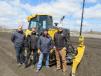 (L-R): Dan Hendriks, GeoShack vice president and regional manager; Dave Pytlowany; Chris Farnsworth, GeoShack; and Karl Doppelberger, AIS Construction Equipment Corporation; stand ready to field questions about this John Deere 650K dozer equipped with Topcon’s 3DMC2 system.
 