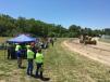 Wade Porter, Cat motorgrader specialist, gives a live demo of the new technology  